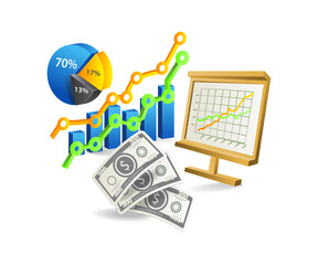 Aufkleber - Flat isometric 3d concept illustration of investment business development analysis