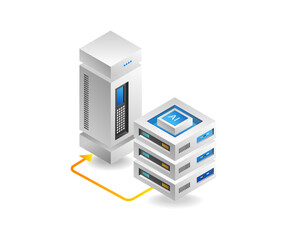 Aufkleber - Flat 3d concept isometric illustration of artificial intelligence big data