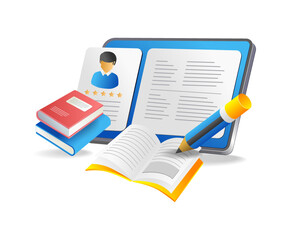 Poster - Isometric flat 3d concept illustration online school student account