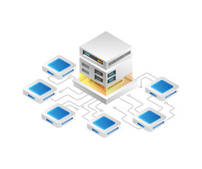 Aufkleber - Flat isometric 3d illustration concept of server big data storage network