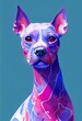 Funny adorable portrait headshot of cute doggy. American Hairless Terrier dog breed puppy, standing facing front. Looking to camera. Watercolor imitation illustration. AI generated vertical artistic