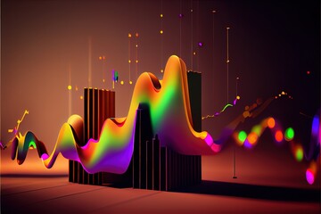 Wall Mural - Color glowing chart movement upwards, growth created with generative ai technology