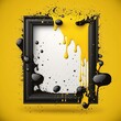 © Creative Station - Yellow and black splash on frame with a yellow background. generative ai