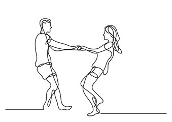 Poster - continuous line drawing loving couple 3 - PNG image with transparent background