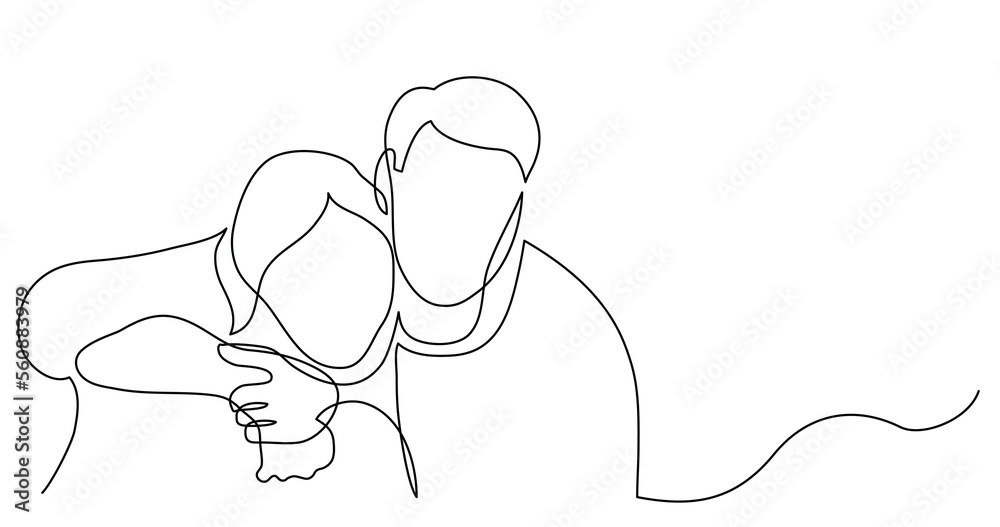 continuous line drawing of man and woman hugging each other - PNG image ...