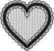 Black lacy openwork heart. Gentle luxurious accessory for the design of invitations, cards or decoupage.