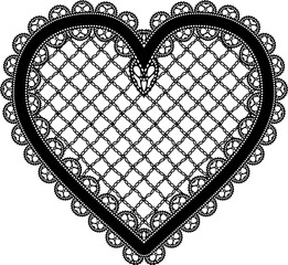 Wall Mural - Black lace mesh heart. Feminine luxury element for the design of invitations, postcards or decoupage.