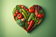 Heart shape of vegetables, ai generative illustration. 