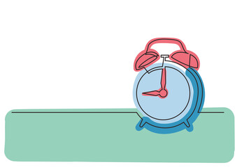 Poster - continuous line drawing alarm clock 3 colored - PNG image with transparent background