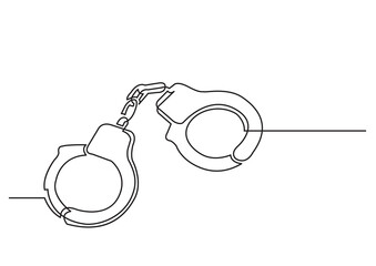 Poster - one line isolated vector object handcuffs - png image with transparent background