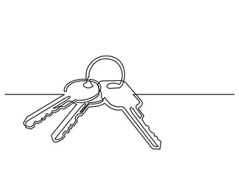 Wall Mural - one line isolated vector object keys - PNG image with transparent background