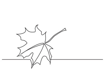 Poster - one line isolated vector object maple leaf - png image with transparent background