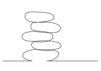 Poster - one line isolated vector object rock balancing - PNG image with transparent background