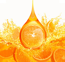 Wall Mural - orange syrup, orange slice splashing
