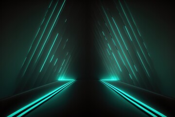 Wall Mural - Roadmap design, neon glowing, forward movement, dark environment created with generative ai technology