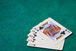 Playing Card on Green Table In Casino, Flush card