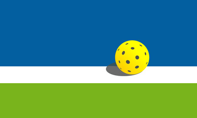 Wall Mural - simple editable vector illustration of pickleball ball on the court best for your digital design and
