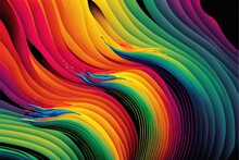  A Colorful Background With A Black Background And A Rainbow Wave Pattern On It, With A Black Background And A Black Background With A White Border And A Black Border With A White Border And.
