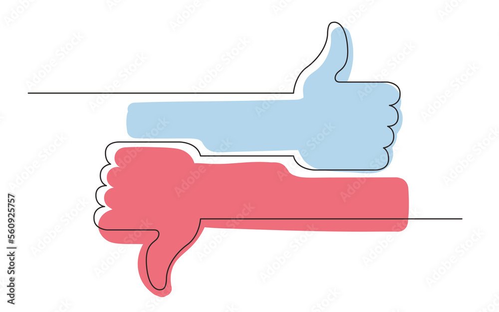 continuous line drawing social media like dislike symbols colored - PNG ...
