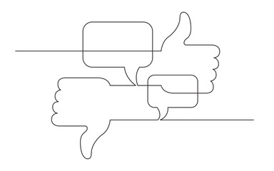 Wall Mural - continuous line drawing social media opinions like dislike symbols - PNG image with transparent background