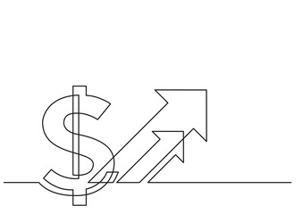 Wall Mural - one line isolated vector real dollar sign stock market growth - PNG image with transparent background