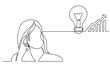 © OneLineStock - one line drawing of person thinking solving problems finding solutions  concept  imagination  - PNG image with transparent background