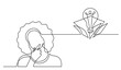 one line drawing of person thinking solving problems finding solutions  drawing  concept  - PNG image with transparent background