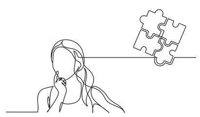 one line drawing of person thinking solving problems finding solutions  drawing  diagram  - PNG image with transparent background