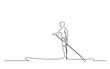 continuous line drawing man paddling on board - PNG image with transparent background