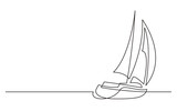 continuous line drawing sailing boat - PNG image with transparent background