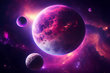 Universe Background with planets Pink Purple 5k