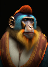Portrait Of A Colorful Royal Monkey