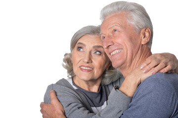 Wall Mural - happy senior couple isolated on white background