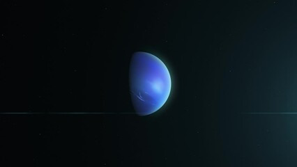 Wall Mural - Realistic Neptune Planet Rotating With Glowing Sun In The Outer Space. animation