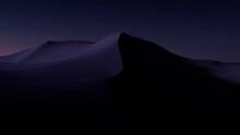 Dusk Landscape, with Desert Sand Dunes. Empty Contemporary Background with Pink Gradient Starry Sky