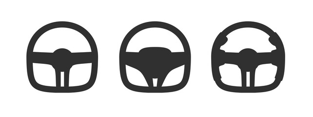 Poster - Wheel car icon pictogram vector silhouette simple graphic or vehicle auto steering control symbol logo shape flat set illustration, cartoon rally sport automobile black white helm clipart image