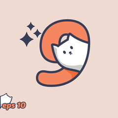 Sticker - Peeking Cat Numeric 9