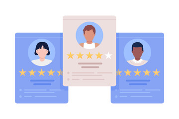 Fototapete - Evaluating candidate to hire semi flat color vector elements. Employment application. Editable items. Full sized object on white. Simple cartoon style illustration for web graphic design and animation