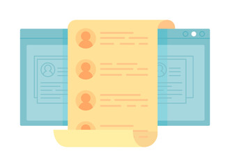 Fototapete - Online job board semi flat color vector element. Recruitment source on internet. Editable item. Full sized object on white. Simple cartoon style illustration for web graphic design and animation
