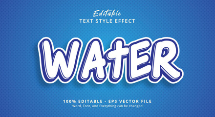 Fototapete - Editable text effect, Blue Water text on headline poster style effect