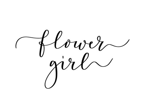 Flower girl. Wedding reception modern hand-written brush calligraphy on transparent background