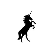 Unicorn Silhouette Logo Icon Isolated On White Background