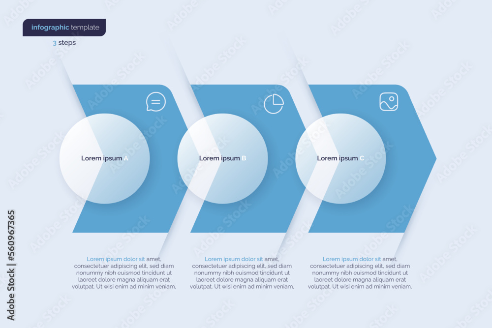 Vector infographic template composed of 3 circles and arrows Stock ...