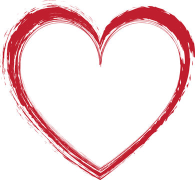 Fototapete - vector illustration of red brush painted stamp heart frame banner - Valentine's Day concept