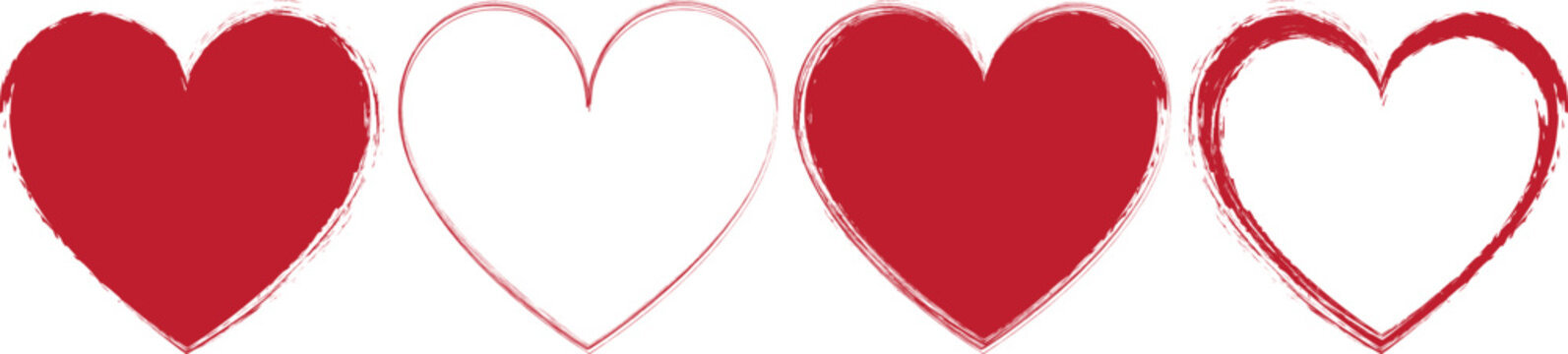 Fototapete - vector illustration of red brush painted stamp heart frame banner - Valentine's Day concept