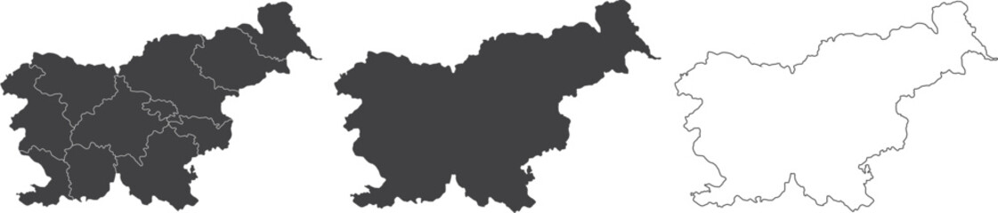 Wall Mural - set of 3 maps of slovenia - vector illustrations