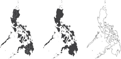 Wall Mural - set of 3 maps of philippines - vector illustrations