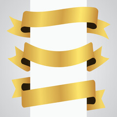 vector design element - gold colored ribbon banner label