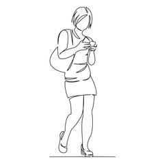 girl in high heels looking at the phone