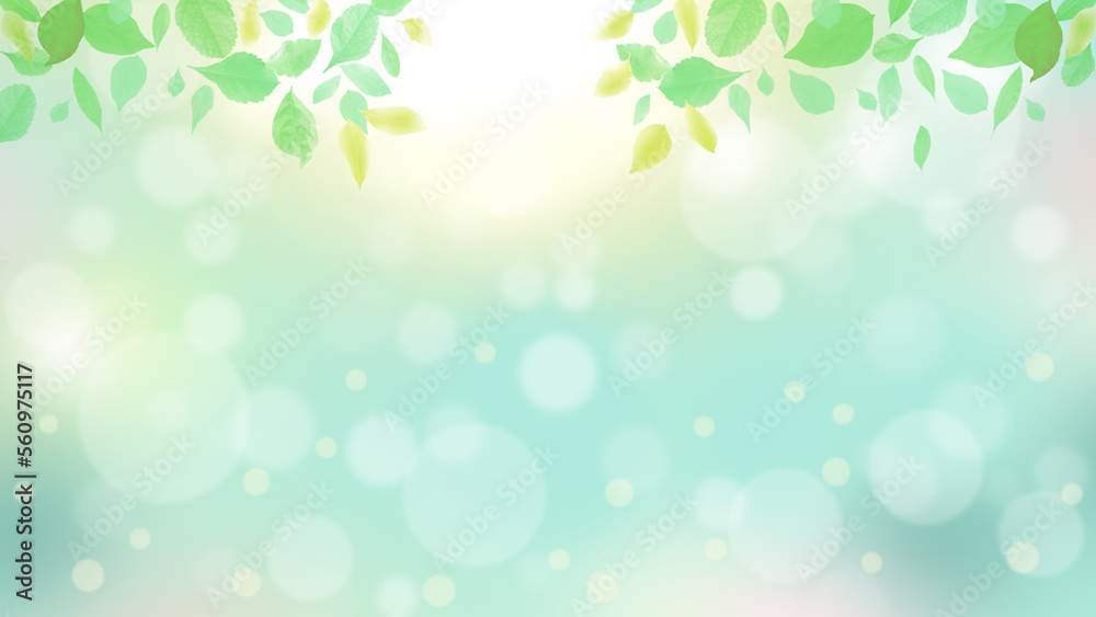 緑の葉とキラキラ光輝く背景イラスト Stock Illustration | Adobe Stock